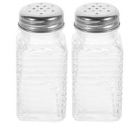 JOINPAYA Glass Salt and Pepper Shakers Set Portable and Design with Stainless Steel Lid 2 Pcs Multi-Functional Kitchen Spice Dispenser Portable and Design for Restaurant and Home Use