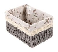 JOINPAYA Gray Fabric Woven Desktop Organizer Basket with Liner, Medium 18x12x10cm Storage Bin for Keys, Sundries, Home and Office Storage Solution