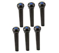 JOINPAYA Guitar Bridge Pins with Blue Cat Eye Inlay Plastic 6pcs Black Practical and Easy to Carry Replacement Parts for Acoustic Guitar Strings, for Outdoor Use