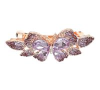 JOINPAYA Hair Clip with Smooth Rounded Surface Metal Barrette Butterfly Rhinestone Elegant Purple Does Not Hurt the Scalp, for Weddings and Celebrations, Hair Accessory for Women