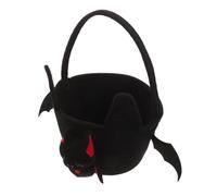 JOINPAYA Halloween Candy Basket Bat Shape Cotton Rope Storage Bucket | Black Handwoven Texture, Sturdy Integrated Handle, Reinforced Sides, Parties, , Accessories