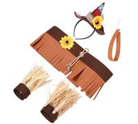 JOINPAYA Halloween Scarecrow Headband Set for Adults - Dark Felt Wizard Hat with Straw Hat Accessory - Carnival Party Costume for Women and Men