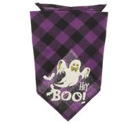 JOINPAYA Halloween Themed Dog Triangle Bandana Scarf for Pets, Purple Cotton Polyester Washable Neckerchief with Night Glow Decorative Accessory, for Daily Use and Halloween Parties
