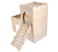JOINPAYA Hamster Shelter Wooden Double Deck Villa Hideout Castle for Guinea Pig Rat Hamster Cage Decorative Accessory