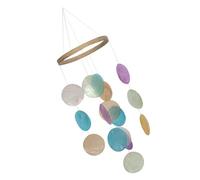 JOINPAYA Hand-polished Natural Shell Wind Chime with Bamboo Frame, Elegant and Simple Outdoor Garden Hanging Decoration for Balcony and Patio, Pretty Wind Bell Ornament