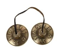 JOINPAYA Handcrafted Copper Cymbals Bell for Meditation and Yoga Practical Buddhist Chime with Six-word Pattern Portable Percussion Instrument for Mindfulness and Spiritual Practice