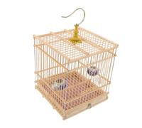 JOINPAYA Handmade Bamboo Bird Cage for Small Parrots and Goldfinches Rectangular with Removable Tray and Hanging Hook Carbonized Bamboo Indoor Outdoor Bird Habitat with Easy-clean Door Lock