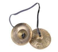 JOINPAYA Handmade Brass Meditation Bell Cymbals with Eight Treasures Pattern and Storage Bag for Yoga Mindfulness and Religious Ceremony