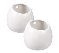 JOINPAYA Hanging Planters Minimalist and Elegant Style White for Succulent Plants 2pcs Ceramic Wall-hung Flower Pots with Space Saving Design for Garden and Parlor