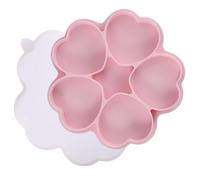 JOINPAYA Heart Shape Silicone Burger Patty Mold 5-Cavity Nonstick Meat Pie Maker with Lid for BBQ and Kitchen Baking Pink and White