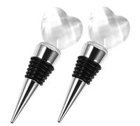 JOINPAYA Heart-Shaped Crystal Wine Bottle Stoppers, Alloy Sealing Plugs for Red Wine, 2pcs Set for Wedding and Home Bar Decoration