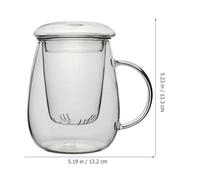 JOINPAYA High Borosilicate Glass Teacup Set 3pcs Mushroom Shape 550ml Large Tea Infuser Mug for Office and Home Brewing Loose Leaf Tea