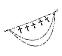 JOINPAYA Hollow Cross Pendant Layered Pants Chain Belt, Punk Hip Hop Decorative Lobster Clasp Accessory for Women, Multi-layer Gothic Trousers Chain