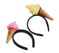 JOINPAYA Ice Cream Headbands with Secure Fit with Adorable Ice Cream Cone Design 2pcs Decorative Fabric Hair Bands Versatile Accessory for Girls Hair for Washing Your Face or Doing