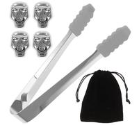 JOINPAYA Ice Cube Set Creative Skull Shape Skull Stainless Steel Convenient and Reusable Ice Cubes that Do Not Dilute or Affect Drink Taste for Whiskey and Wine for Home Bar Use