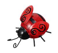 JOINPAYA Iron Ladybug Wall Hanging Ornament Lifelike Cartoon Style Indoor Adornment for Home Bedroom Living Easy to Install Outdoor Garden Decoration Red Iron Art Hanging Decor