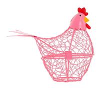 JOINPAYA Iron Wire Hen-shaped Egg Basket Kitchen Storage Organizer Pink Farmhouse Style Practical Egg Holder and Kitchen Supplies
