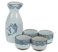 JOINPAYA Japanese Sake Set Ceramic Sake Kettle with Delicate Wine Serving Cups Portable and Reusable Home Decoration for Entertaining Guests and Household Use