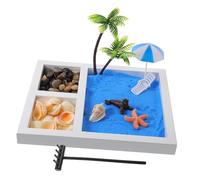 JOINPAYA Japanese Style Zen Garden for Desk Seaside Sand Micro Landscape Decoration Reusable Sand Table Ornament for Meditation Home Office Relaxation Natural Touch Desktop Decor