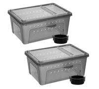 JOINPAYA Large Black Reptile Enclosure with Water Bowl - Plastic Breeding Box for Tarantula, Gecko, Spider, and Amphibian Habitat - Ventilated Pet Keeping Tank for Reptiles