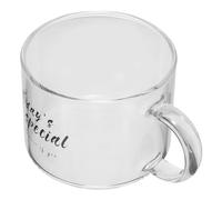 JOINPAYA Letter Glass Coffee Mug with Handle, 500ml Glass Drinking Cup, Large Capacity Tea and Dessert Cup for Cafe and On-the-go Use