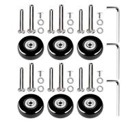 JOINPAYA Luggage Suitcase Replacement Wheels 40X18Mm 6Pcs Set with Rubber Silent Swivel Casters Travel Bag Spare Wheel Repair Kit for Trolley Maintenance