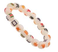 JOINPAYA Mahjong Tile Beads Bracelet Elastic Bodhi Beads Chinese Souvenir Luck Jewelry Wristlet for Mahjong Player at Home or Office
