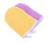 JOINPAYA Makeup Remover Gloves 2pcs, Soft Facial Cleansing Gloves with Microfiber, Reusable Face Cleaning Cloths for Gentle Makeup Removal and Daily Skincare in Yellow and Random Color