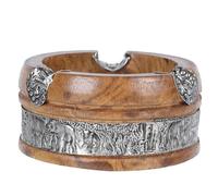 JOINPAYA Mango Wood Elephant Ashtray Retro Soot Container Decorative Wooden Desktop Ashtray Vintage Style Household Tabletop Decor for Home and Hotel