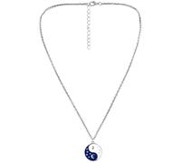 JOINPAYA Men’s Yin Yang Pendant Necklace Chain, Chinese Philosophy Black and White Taichi Amulet, Fashion Star and Moon Embossed Collar Chain for Men
