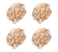 JOINPAYA Metal Button Covers Gold Rose 4Pcs Solid Alloy Clip-On Detachable Press Wraps for Women's Jackets Uniforms Shirts 11.5Mm Diameter Sewing Use