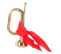 JOINPAYA Military Style Metal Bugle Trumpet Horn with Mouthpiece, Beginner Band Brass Instrument, Gold Bugle with Red Scarf for School and Youth Music Performances