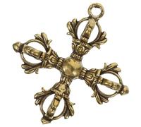 JOINPAYA Mini Brass Vajra Keychain Ornament Cross Pendant Retro Small Vajra Decor Religious Pendant for Protection and Blessing, 1pcs