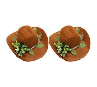 JOINPAYA Mini Cowboy Hat Bottle Toppers 2Pcs Felt Bottle Caps for Party Favors
