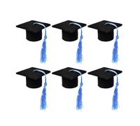 JOINPAYA Mini Doctoral Wine Bottle Caps with Light Tassel 6pcs Non-woven Fabric Graduation Hat Shape Covers , Easy to Carry , for Graduation Parties and Holiday Get-togethers