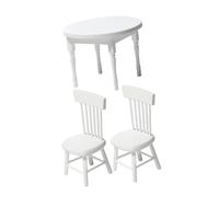 JOINPAYA Mini Dollhouse Furniture White Wooden Table and Chairs Model for Doll House Decor Safe Handcrafted Miniature Dining Accessories for Tiny Play Homes