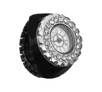 JOINPAYA Mini Ring Watch Black for Women Diamond Decorative Watch | Zinc Alloy Build, Electronic Finger Watch, Comfortable Jewellery Piece, Creative Style, 2.5x2.5x2.1cm