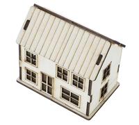 JOINPAYA Miniature Wood House Figurine for Christmas Decoration Beige Tabletop Ornament Fully Crafted Wooden Cottage Model for Sandbox Scenes Micro Gardens and Dollhouse Display No Assembly