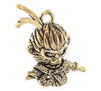 JOINPAYA Monkey King Keychain Charm Brass Pendant Chinese Monkey Figure Lucky Charm Vintage Jewelry Amulet for Feng Shui Wealth and Good Luck, Keyring Accessory for Bags and Crafts
