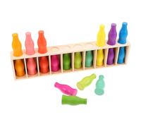 JOINPAYA Montessori Wooden Color Sorting Cups Preschool Matching Game for Educational Sensory with Drink Bottle Theme Promotes Fine Motor Skills Social Growth and Cooperative Learning