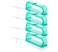 JOINPAYA Nail Cleaning Brushes Green Nail Scrubbing Brush Set with Plastic Handle 4 Pcs Small Size for Fingernail and Toenail Care, Suitable for Manicure and Travel Use