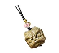 JOINPAYA Nanmu Lion Lucky Pendant Phone Charm for Key Ring Decor | Vintage Creative Style, Compact Lightweight Build, Unique Lion Figurine Design