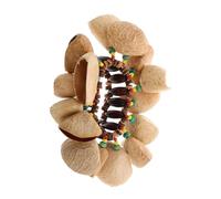 Joinpaya Natural Nut Shell Hand Shaker, African Djembe Percussion Hand Bell, Ethnic Fruit Shell Wrist Rattle, Tribal Rhythm Instrument for Drum Circles and Music Therapy, Earthy Tone, 1 Piece