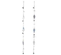 JOINPAYA Ocean Themed 2pcs Wind Chime Set with Fish and Mermaid Pendants, Hanging Outdoor and Indoor Bell Decoration for Garden, Balcony, Bedroom, Mediterranean Style