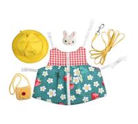 JOINPAYA Outdoor Rabbit Leash with Vest and Bunny Dress Hat for Small Pets Stylish Pulling Strap Harness for Relaxed Walks and Parties Suitable for Rabbits and Bunnies Green Random Color