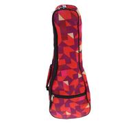 JOINPAYA Oxford Cloth Ukulele Backpack Protective Carry Bag for Travel with Comfortable Shoulder Straps Red Geometric Pattern