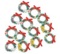 JOINPAYA Pack of 20 Mini Christmas Wreaths: 4 9 x 4 9 x 1 3 cm Miniature Christmas Tree Frost Sisal Hanging Artificial Ornaments for Dollhouse Embellishments Decoration Winter