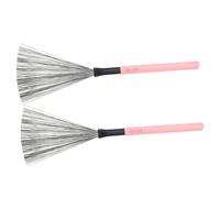 JOINPAYA Pair of Pink High Carbon Steel Wire Drum Brushes Maple Wood Handles Portable Drum Brushes Suitable for Beginners Students Adults for Jazz