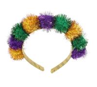 JOINPAYA Party Headband Mardi Gras Headband Plastic Fabric Large Pom Poms Lightweight Photo Prop for Carnival Anniversaries