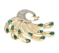 JOINPAYA Peacock Brooch Pin for Clothes Women Luxury Green Rhinestone Brooch Pin for Dresses and Wedding Wear